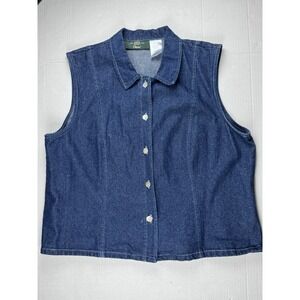 Vintage Orvis Denim Button Down Vest Women's Size Large Western USA
